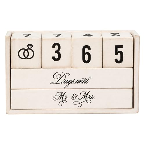 Leinuosen Wedding Countdown Calendar Wooden Countdown Calendar Blocks Engagement Gifts to Be Bridal Shower Gifts for Couples Days Until Mr Mrs Sign Engagement Party Decor(Classic Natural Wood Color)
