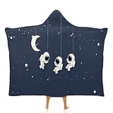 MGDIFYXAA Dibujos Animados Manta con Capucha Franela Frazada de Felpa Soft Cálidas y Ligeras Lindo Astronauta Estrella Mantas de Sofá Colcha para Adultos y Adolescente 130 × 150 cm