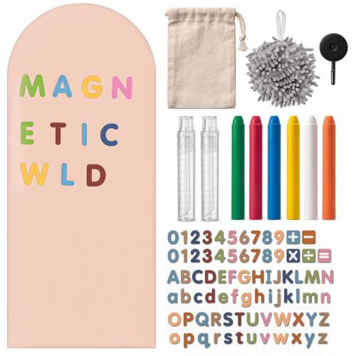 Letras magnéticas coloridas con pizarra magnética de pared rosa para hogar