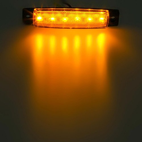 Partsam 10Pcs 3.8" Amber Side Marker Clearance Lights 6 Led Indicators Lights Parking Turn Signal Lights For Trailer Truck Bus Boat Rv Camper Lorry Suv Utv, 12V #TOP6