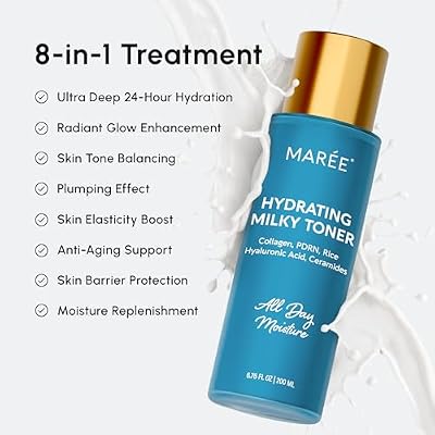 MAREE Hydrating Milky Toner for Face - Rice Toner with Niacinamide & Collagen - Skin Barrier Repair Hydrating Toners for Face - Milk Toners Essence - PDRN, Hyaluronic Acid, Ceramides - Tonico Facial