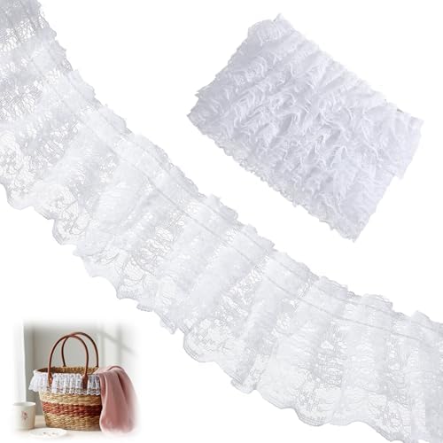 White Ruffle Ribbon Wide Amazon.com: 6 Yards White Lace Ribbon, Double Layer 1.8