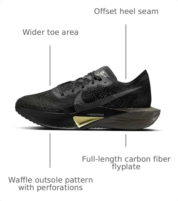 Image of Nike Vaporfly 3 Men's Road Racing Shoes (HV6351-001, Black /Olive Aura /Metallic Medium Ash) Size 9