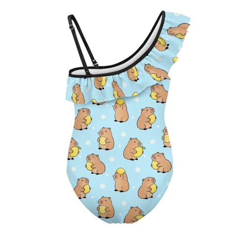 Image of Girls Swimsuit One Piece Ruffle Swimsuit Non-Slip Straps UPF 50+ for Girls Size 3-14 Years