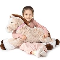 MaoGoLan Large Horse Stuffed Animal for Boy, Big Horse Plush Toy for Girl, Ridable Stuffy Pony for Kid, Stuffed Pony Plush Pillow for Baby Shower, Birthday Gifts or Party Favor, 33 inches, Brown