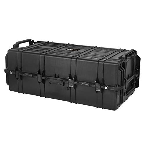 MEIJIA All Weather Portable Rolling Tactical Waterproof Gun Case, Rifle Case,Dry Box with Foam and Wheels,44.81 x25.31x16.50inches(Elegant Black)