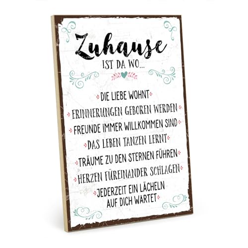 Holzschild mit Spruch | ZUHAUSE | Schild, Bild im Vintage-Loo