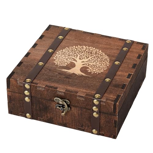 AW BRIDAL Wedding Keepsake Box with Tree of Life Engraved, Wood Decorative and Storage Boxes, Bridal Shower Gifts for Bride, Engagement Gifts for Couples Newly Engaged, Anniversary Marriage Presents