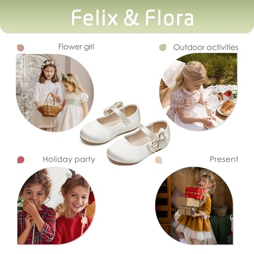 Image of Felix & Flora Toddler Flower Girl Dress Shoes - Baby Girl Ballet Mary Jane Flats for Party School Wedding