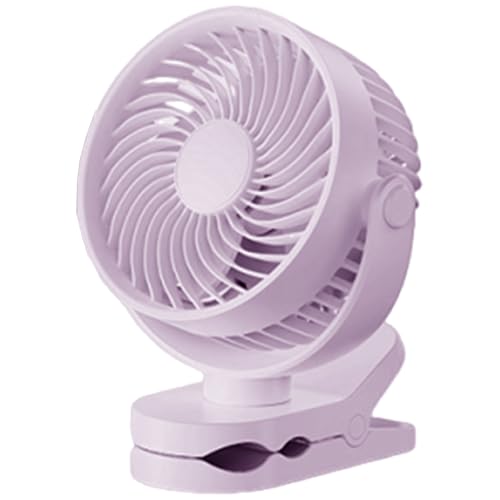 ZEPFJHE Ventilador de escritorio en miniatura con clip, funciona con pilas, silencioso ventilador recargable por USB de 4 velocidades para el hogar, la oficina y el camping, refrigeración