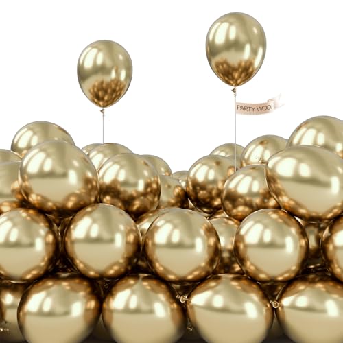 PartyWoo Metallic Gold Balloons 50pcs Chrome Gold Color 5 Inch