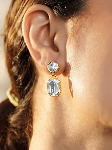 Image of Rubans Drop Earrings American Diamond Crystal Stylish Trendy Jewellery Gift for Women & Girls