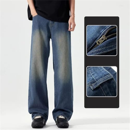 Men's Fashion High Waist Solid Color Straight Jeans Casual Vintage Loose Wide Leg Jeans4