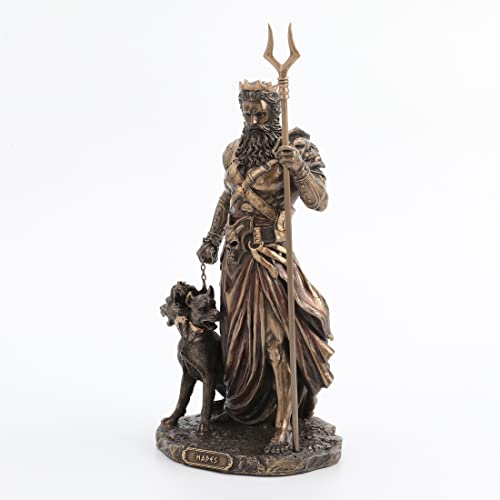 Veronese Design 10.6" Hades Greek God Of The Underworld With Cerebrus Hell Hound Statue Cold Cast Resin Antique Bronze Finish #TOP7