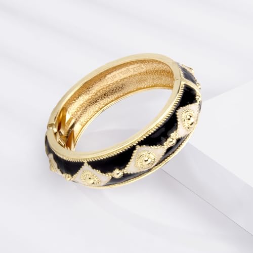 Image of wynameleri Modern Cloisonne Bracelet Geometric Enamel Cuff Bangles Hinged Bracelet Jewelry for Women Gift Box 184136