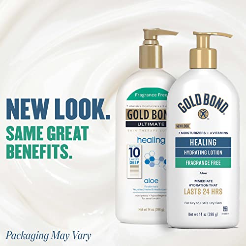 Gold Bond Fragrance Free Healing Hydrating Lotion, 14 oz., With Aloe, Immediate 24-Hour Hydration - Thumbnail 4
