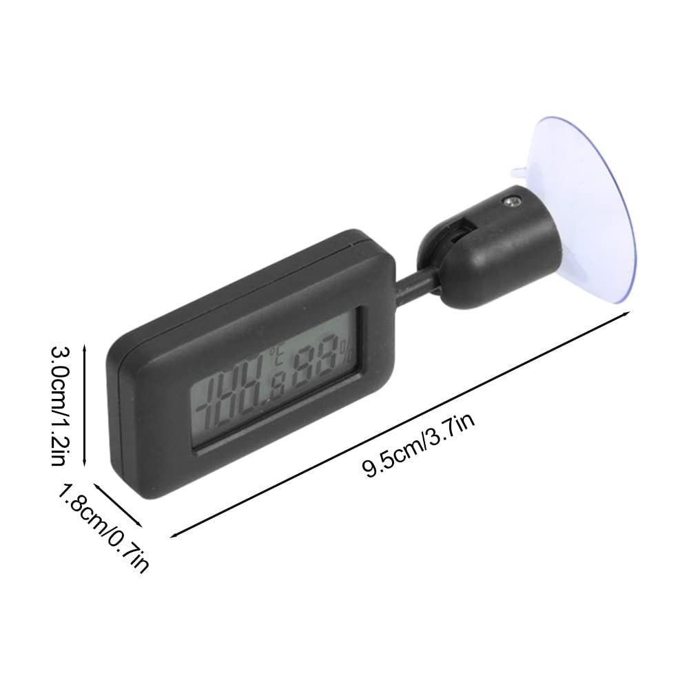 Thermomètre pour reptiles - Étanche - Hygromètre numérique haute sensibilité - Rotatif - Avec ventouse - Pour aquariums de reptiles