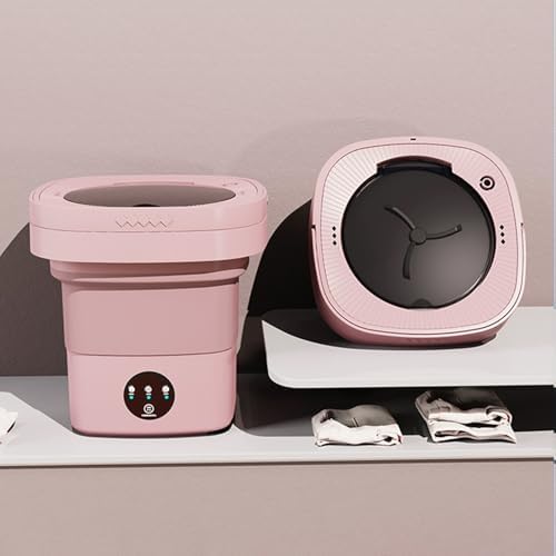 Compact Portable Washing Machine, Mini Foldable Washer & Dryer, Ideal for Apartments & Dorms, Deep Clean for Baby Clothes & Small Items (Pink, 11L)