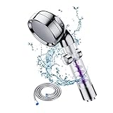 Duschkopf Wassersparend,Sparduschkopf mit Schlauch,Filter Duschkopf mit Filterschwamm Druckerhöhend,Duschkopf mit Wasserstop,Handbrause Duschkopf 3 Duschmodi by Amyzavls【Silber】