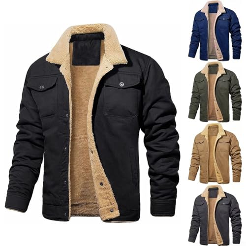 Manteau d'hiver homme marron veste cargo doublée polaire XL - 8