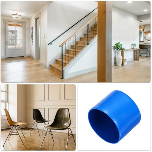 Image of uxcell 2pcs Rubber End Caps 55mm(2.2 Inch) ID Vinyl Round Tube Bolt Cap Cover Screw Thread Protectors Blue, 40mm Height