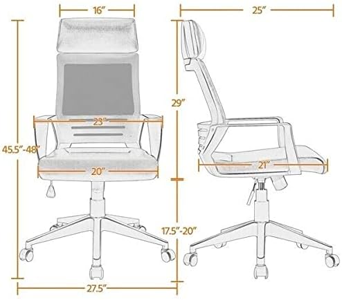 Office Chair Executive Office Chair w/Headrest Leather Seat Computer Desk Chair Orange Desk Chair Gaming Chair