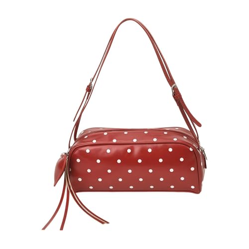 Sac Bandoulière et Fourre-Tout Simili Cuir à Pois pour Femme avec Sangle Réglable