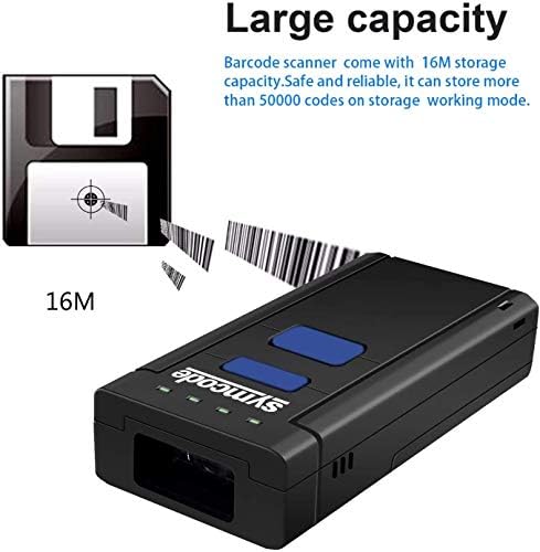 CCD Wireless Bluetooth Barcode Scanner,symcode 3 in 1 Portable Mini Handheld Bluetooth 2.4G Wireless USB Wired Barcode Scanner Reader work with Windows,Mac,IOS,Android