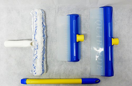 AquaBLADE Set Nr. 1-1x Kleiner und großer Wischer mit Silikonlippe, Wasserauffangrinne und externem Wasserauffangtank, 1x Einwascher, 1x Handgriff - Weltneuheit - bekannt aus dem TV