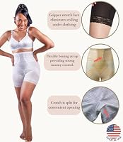 6209 Oberschenkelformer, hohe Taille, Größe S – 15X, hergestellt in den USA, Flex-Fit, keine obere Rolle, fest, extra feste Bauch-Oberschenkel-Kontrolle, Weiss/opulenter Garten, 4X/38 – Ansicht 5