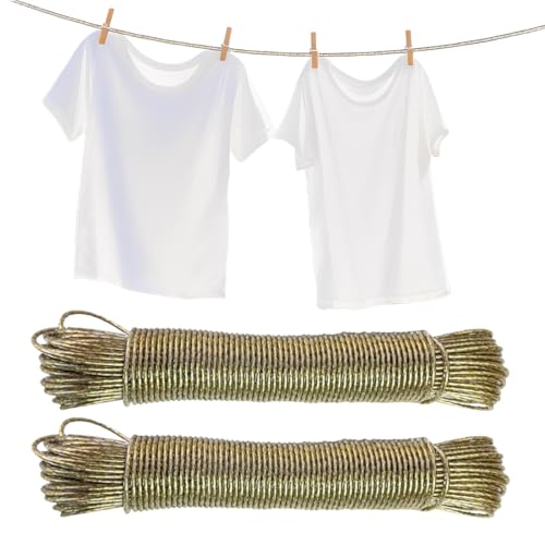 2PCS Filo per Stendere il Bucato da Esterno 20 m, Filo Stendibiancheria per Esterno, Corde per Stendere i Panni, Corda Stendibiancheria, Filo per Bucato con Anima in Acciaio per Balcone