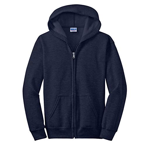 INK STITCH Youth Boys and Girls Heavy Blend Cotton Hoodie Zip Up - Navy M2