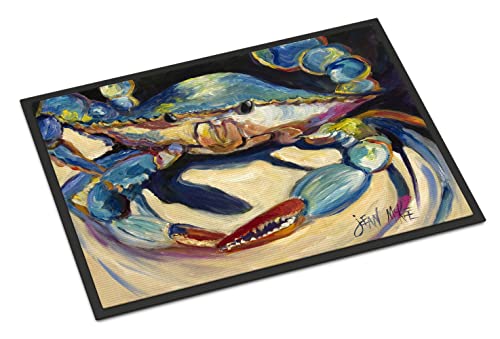 Caroline's Treasures JMK1094JMAT Blue Crab Doormat 24x36 Front Door Mat Indoor Outdoor Rugs for Entryway, Non Slip Washable Low Pile, 24H X 36W