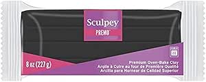 Polyform Sculpey Premo Polymer Oven-Bake Clay, Black, Non Toxic, 8 oz. bar, Great for jewelry making, holiday, DIY, mixed media and home décor projects. Premium clay Great for clayers and artists.