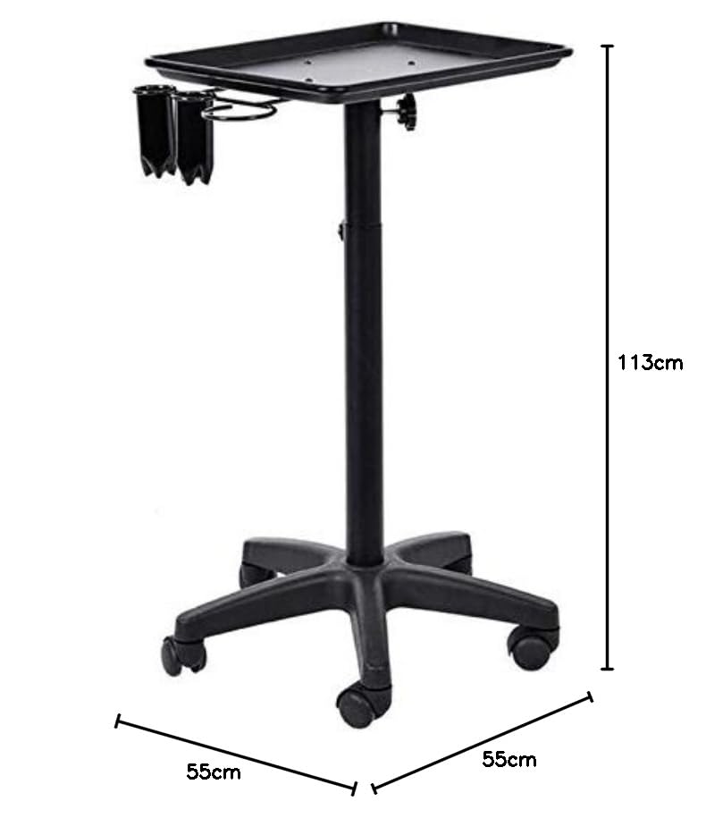 Beltom Chariot de Rangement en Aluminium à 5 Roues Réglable en Hauteur Noir