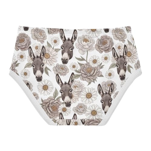 Joisal Girls Underwear Toddlers 2t Cotton Cute Panties Girl Aesthetic Briefs Undies Kids Cartoon Grey Donkey Flowers2