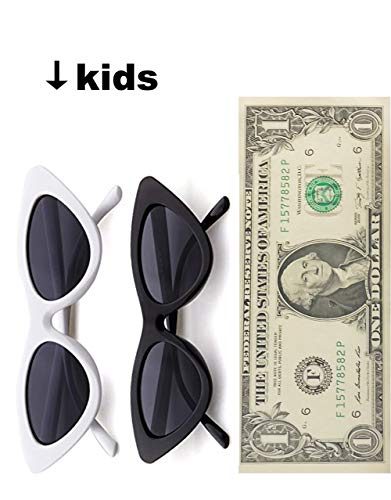 Fourchen Sunglasses For Kids, Bold Retro Oval Mod Thick Frame Sunglasses Round Lens Clout Goggles (Cat Eye White) #TOP4