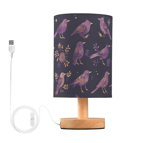 Lámpara de mesa pequeña con puerto USB color morado oscuro miniatura 2
