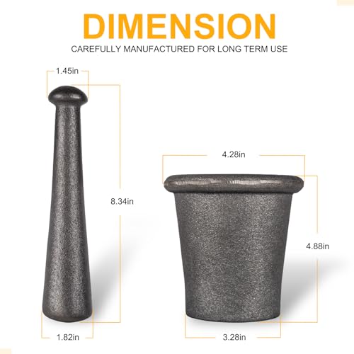 Cast Iron Mortar Pestle Tool Set Rock-Ore Crusher Grinder Large Size 8 Pound / 3.6KG, Crush Tool of Gold Panning, Multipurpose for Kitchen Spices Grinder Smasher