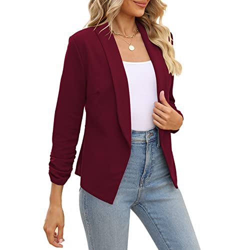 Image of POGTMM Women 3 /4 Sleeve Blazer Open Front Cardigan Jacket Work Office Blazer