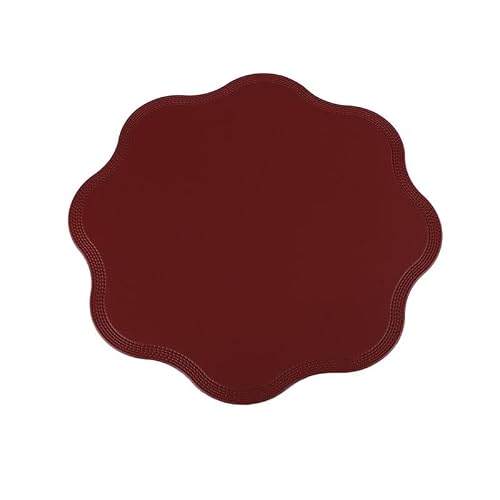 Dkiugl Rosso Nordic Round Flower Placemat Leather Kitchenware Heat Insulation Non-Slip Mat Table Coaster
