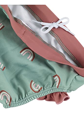 Sterntaler Badehose Regenbogen – UV-Schutz 50+ Schwimmhose Mädchen – Badehose mit Regenbogenmuster, Rüsche und Kordelzug – mit Windeleinsatz bis Größe 86/92 – steingrün, Größe 80