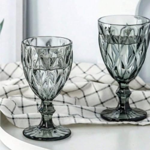 FESTA365 Jogo de 6 Taças de Vidro 340ml Diamond - Conjunto Elegante para Água, Vinhos e Coquetéis (F