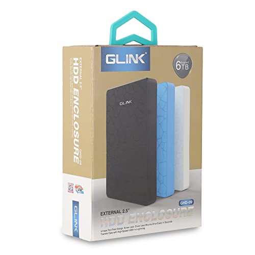 Image of GLINK GHD009-2.5 inch USB 2.0 Premium External HDD Enclosure Case Cover for SATA SSD HDD | High Speed Upto 480 MBPS | Tool Free Installation | Blue
