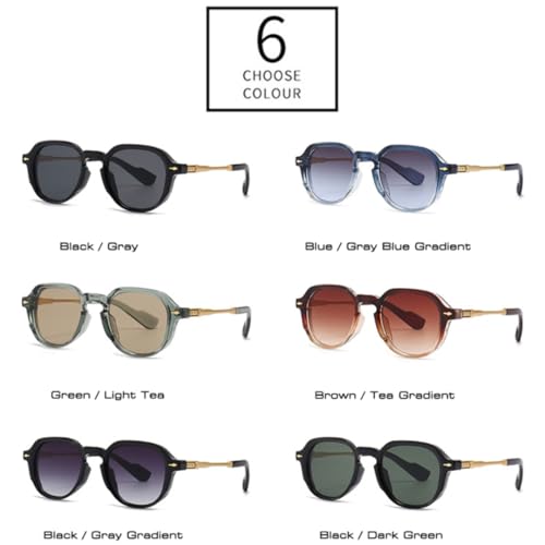Lunettes de soleil ovales rétro femmes verres dégradés rivets UV400 bleu - 3