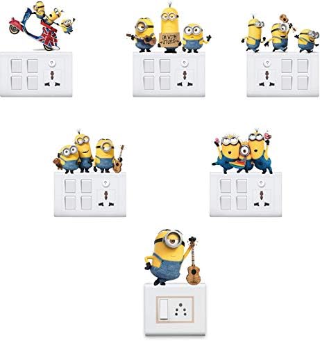 GLOBAL GRAPHICS Minion Decorative Funny Switch Board Penal Vinyl Sticker - Set of 6