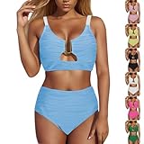 Conjunto de Bikini de Dos Piezas Mujer Elegante Traje de Baño de Cintura Alta Bañadores Push Up Swimwear Estampado Bikinis Bañador Sexy Beachwear Moda Swimsuit