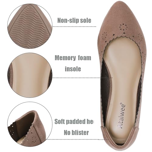 Ataiwee Women's Wide Flat Shoes - Pointed Ladies T-Strap Adjustable Summer Shoes.3