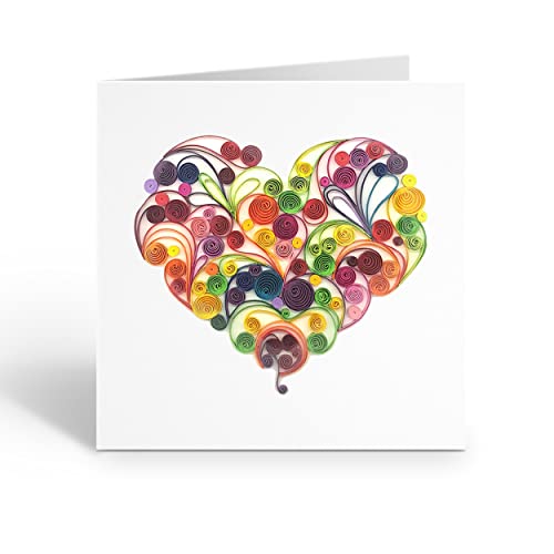 Tumybee Love Anniversary Greeting Card, Colorful Quilling Heart Wedding Love Card, 3D Engagement Greeting Card For Love Friend Mom Parents, Partner, Wife, Husband, Classy And Luxury Paper Card Postcard With Envelop (Colorful Heart) #TOP4