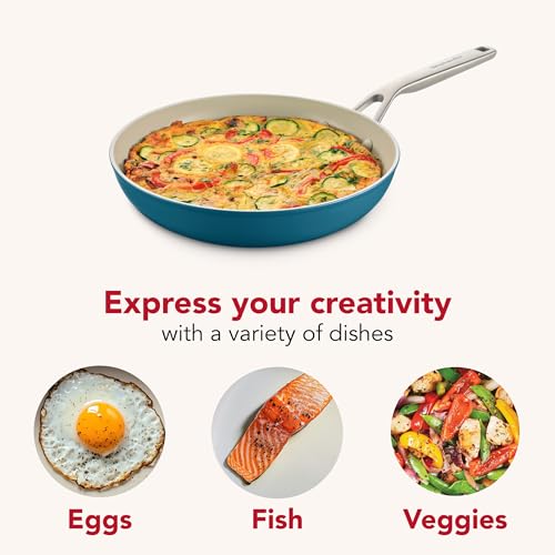 Image of KitchenAid Hard Anodized Ceramic Induction Nonstick Cookware Frying Pan /Skillet, Dishwasher Safe, 10 Inch Non Stick Fry Pan with Stainless Steel Handle - Agave Blue